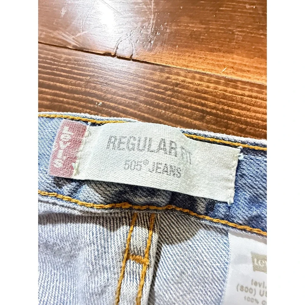 Levis 505‎ Regular Fit Light Wash Blue Denim Jeans Mens 38x30